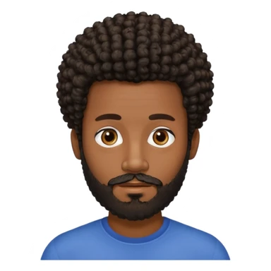 Dark brown skin man with beard and a tiny curly  Afro fade with dark dark brown eyes - beard should be a bit lighter . Not as much hair  sticker