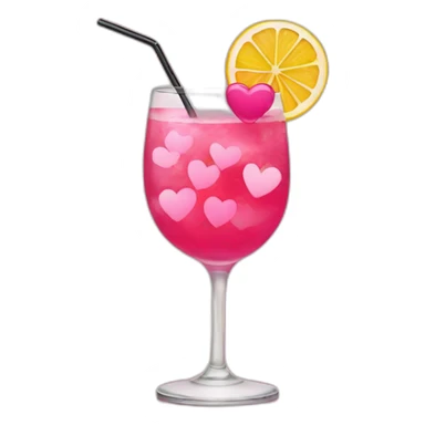 cocktail with glasses and pink hearts sticker