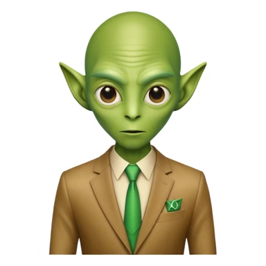 Green tall alien wearing Louis Vutton suit sticker