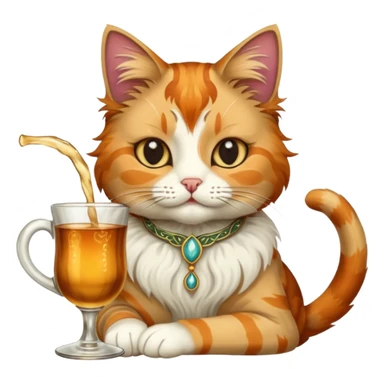 cat drinking mucha sticker