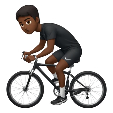 Muscle man with dark hair and darker skin , wearing black shirt nike, riding on bike going to fall down sticker