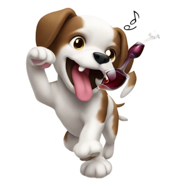 Um cachorro dançando e bebendo vinho  sticker