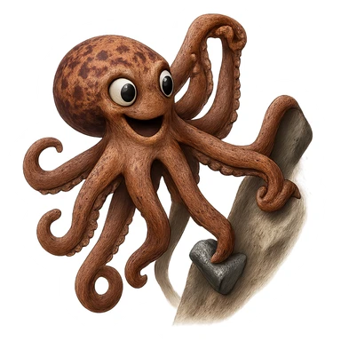 Make this octopus climber look more realistic with detailed textures and natural colors, remove the background. sticker