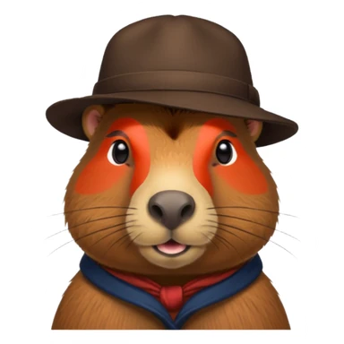 Realistisk Capybara med hat sticker