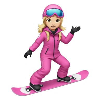 A snowboarder girl in a pink kosume full body blonde sticker