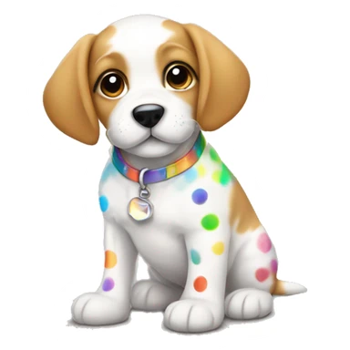 puppy with rainbow spots sticker