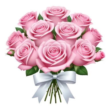 A sparkly romantic beautiful cute pretty aesthetic soft-pink bouquet of roses with a ribbon sticker