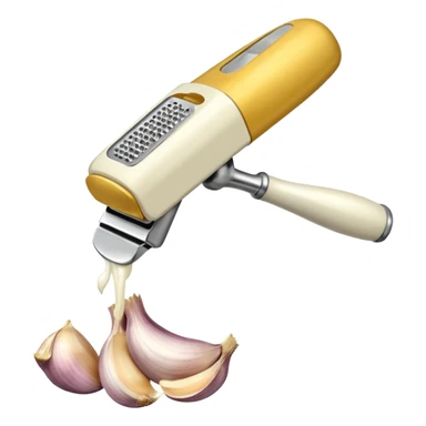 garlic being pressed by a garlic press sticker