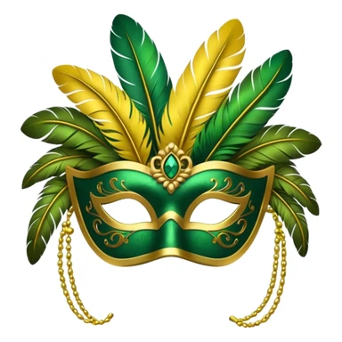 masquerade mask with yellow and green feathers sticker