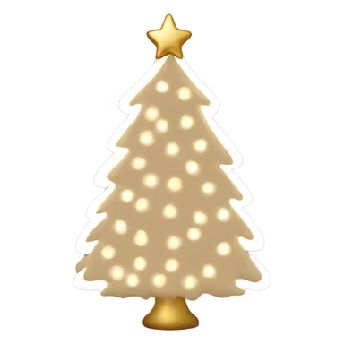 A beige christmas tree with gold lights  sticker