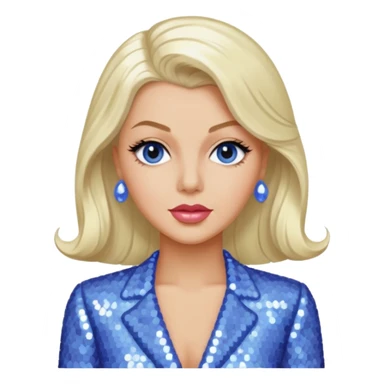 Lana Turner with long platinum blonde hair, periwinkle sequin outfit  sticker