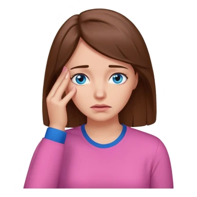 Facepalm woman brown hair blue eyes pink shirt  sticker