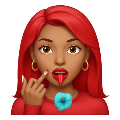 Big lips long nails bestie circle head biting her 1 nail sticker