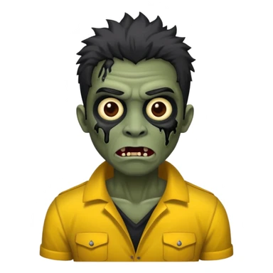 Zumbi com cabelo preto de tamanho médio e roupa preta (Masculino) sticker