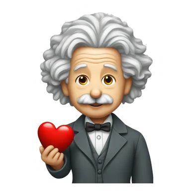 Albert Einstein holding a heart in his hand sticker