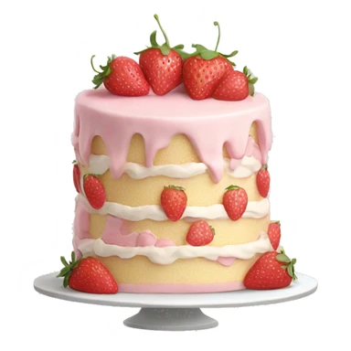 Light Pink strawberries and cream birthday cake  sticker