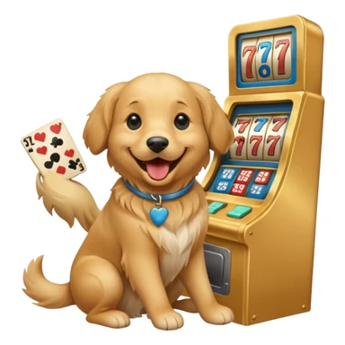 a dog plays slots sticker