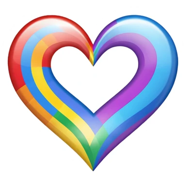 rainbow pride heart with bold rainbow outline sticker