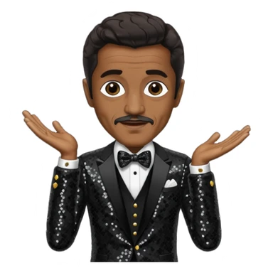 Sammy Davis Jr with dark brown hair, black sequin outfit sticker