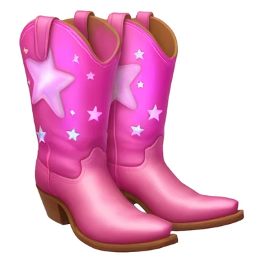 Pink cowboy boots with stars iridescent two boots sticker