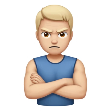 Mad face with folding arms sticker