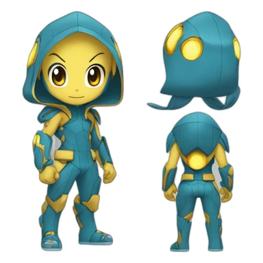 chibi cyber pokemon full body sticker