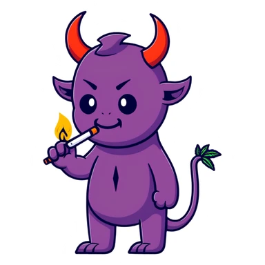 devil with smoking weed sticker