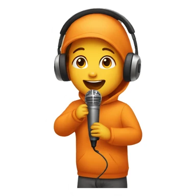 child in orange clothes singing in mocrophone sticker