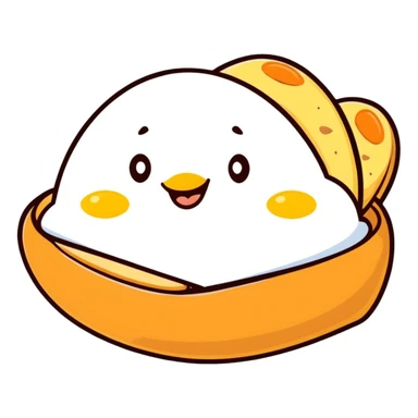 Korean egg bread, cartoonish fun sticker style sticker