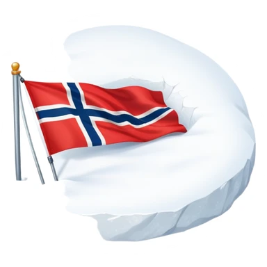 Norweigan flag on snowy ground  sticker