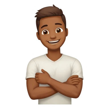 arms crossed holding neck sad laughing guy sticker