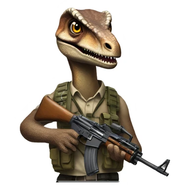 Velociraptor with an ak47 sticker