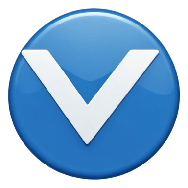 a small, round deep blue badge with a white check mark in the center, similar in style to the verification badge seen on social media sticker