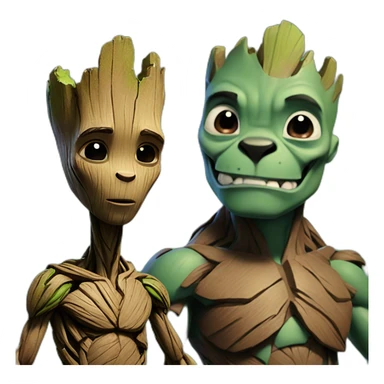 Groot and Stitch next to eachother sticker