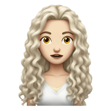 pale skin girl with long curly hair and long eyelashes looking mad sticker