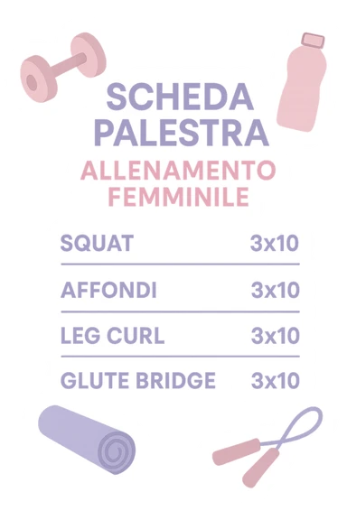 Scheda da palestra su sfondo isolato senza sfondo in italiano specifica per allenamento al femminile sticker
