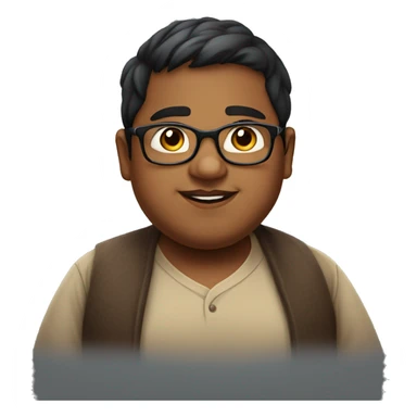 fat young indian boy wearing glasses with a huge chin sticker