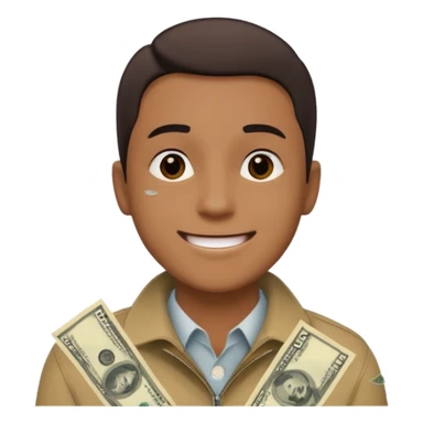 someone with 5 dollar bills raining down on him sticker