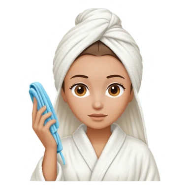 Women wearing shower robe and wrap the hair with towel sticker
