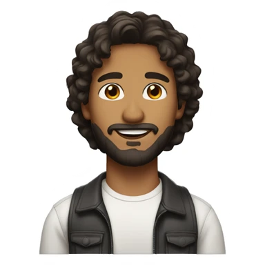Young man with a warm medium skin tone, thick dark wavy hair, neatly trimmed beard, and an oval-shaped face.







 sticker