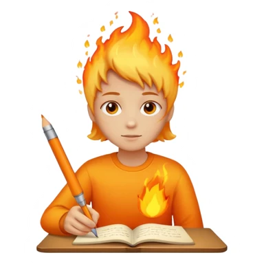 fire coming out of pen while writing sticker