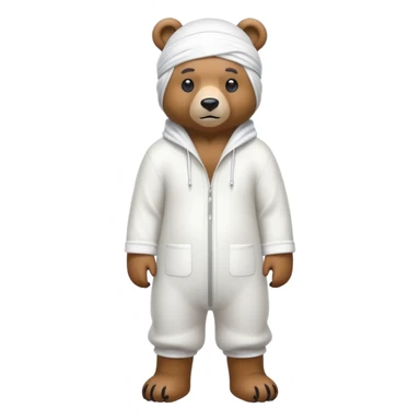 Complete full-body view of a bear wearing a white durag, showing from head to toe sticker