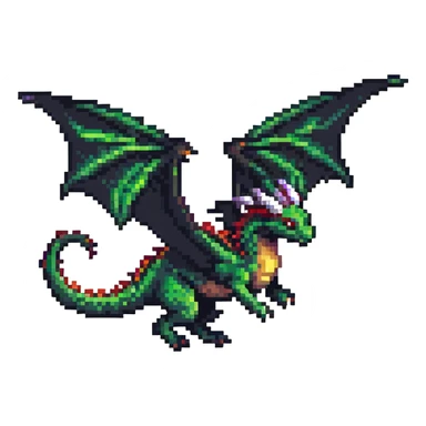 pixel art dragon flying sticker