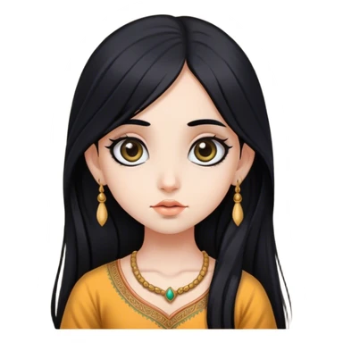 Brahmin girl with fair skin, long black hair, and big eyes  sticker