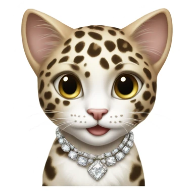 White cat, leopard print clothes and Diamond jewelry sticker