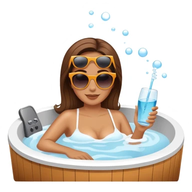 Woman with sunglasses relaxing in hot tub zoomed out perspective sticker