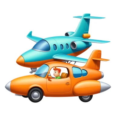 Jetson plane to Flinstones car sticker