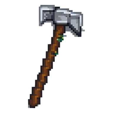 blocky minimal square pixel art Minecraft pickaxe, very simple shapes sticker