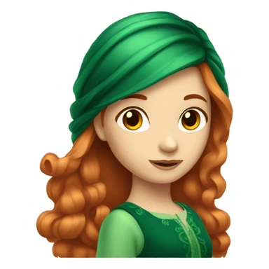 red head girl wearing a fancy green dress with long hair sticker