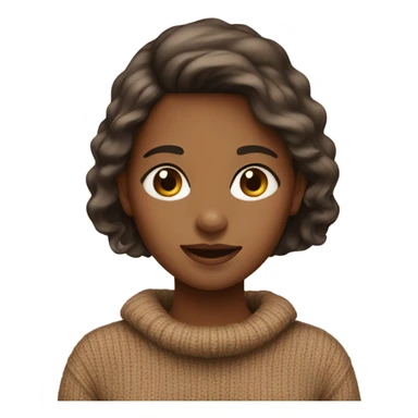 realistic girl in brown sweater sticker